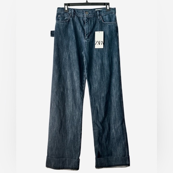 Zara Wide Leg Baggy Size 4 Denim Pants - Picture 1 of 9
